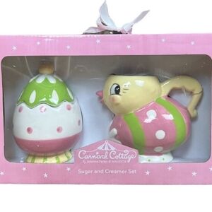 Carnival Cottage Easter Chick And Egg Sugar And Creamer Set Johanna Parker Retro